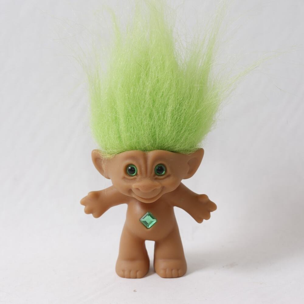 Ace Novelty Treasure Troll Doll with Green Hair and Rhombus Gem ~ 260618-WH 1118